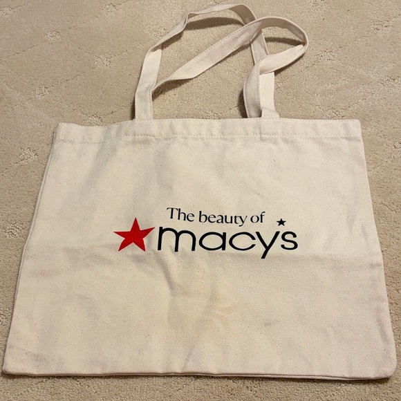 Macy's Handbags - Macy's Cream Canvas Tote with Red Star